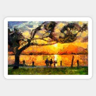 Watching the sunset with Van Gogh Sticker